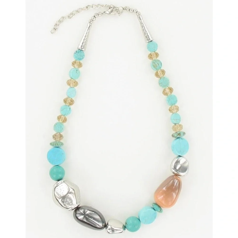 😀 3 for $20 New Turquoise Glass Bead Necklace